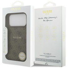 „Guess 4G Ring Classic Logo MagSafe“ dėklas, skirtas „iPhone 17 Pro Max“ – rudas