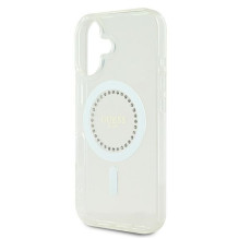 „Guess IML MagSafe“ dėklas su rhinestones elementais, skirtas „iPhone 16 Plus“ – baltas