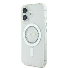 „Guess IML MagSafe“ dėklas su rhinestones elementais, skirtas iPhone 16 – baltas