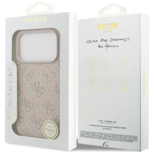 „Guess 4G Ring Classic Logo MagSafe“ dėklas, skirtas „iPhone 17 Pro“ – rožinis