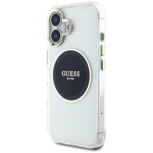 „Guess IML Metal Colored Circle Classic Logo MagSafe“ dėklas, skirtas iPhone 16 – juodas