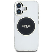„Guess IML Metal Colored Circle Classic Logo MagSafe“ dėklas, skirtas iPhone 16 – juodas