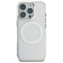 Guess IML Metal Colored Circle Classic Logo MagSafe case for iPhone 16 Pro - white