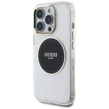 „Guess IML Metal Colored Circle Classic Logo MagSafe“ dėklas, skirtas „iPhone 16 Pro“ – juodas
