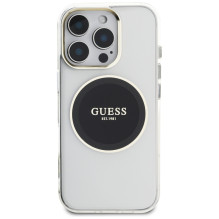 „Guess IML Metal Colored Circle Classic Logo MagSafe“ dėklas, skirtas „iPhone 16 Pro“ – juodas