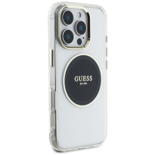 „Guess IML Metal Colored Circle Classic Logo MagSafe“ dėklas, skirtas „iPhone 16 Pro“ – juodas