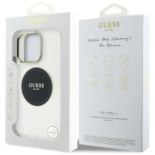 „Guess IML Metal Colored Circle Classic Logo MagSafe“ dėklas, skirtas „iPhone 16 Pro“ – juodas
