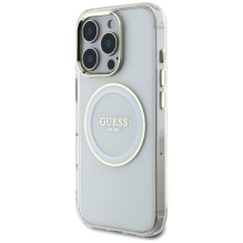 „Guess IML Metal Colored Circle Classic Logo MagSafe“ dėklas, skirtas „iPhone 16 Pro Max“ – baltas