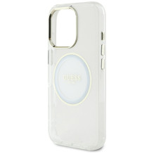 „Guess IML Metal Colored Circle Classic Logo MagSafe“ dėklas, skirtas „iPhone 16 Pro Max“ – baltas
