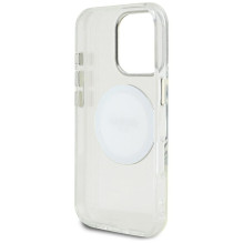 „Guess IML Metal Colored Circle Classic Logo MagSafe“ dėklas, skirtas „iPhone 16 Pro Max“ – baltas