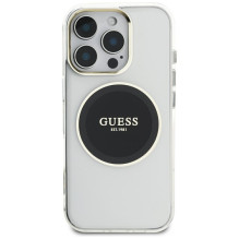 „Guess IML Metal Colored Circle Classic Logo MagSafe“ dėklas, skirtas „iPhone 16 Pro Max“ – juodas