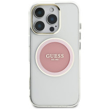 „Guess IML Metal Colored Circle Classic Logo MagSafe“ dėklas, skirtas „iPhone 16 Pro Max“ – rožinis