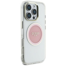 Guess IML Metal Colored Circle Classic Logo MagSafe case for iPhone 16 Pro Max - pink