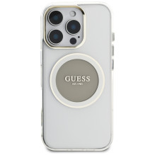 „Guess IML Metal Colored Circle Classic Logo MagSafe“ dėklas, skirtas „iPhone 16 Pro“ – pilkas