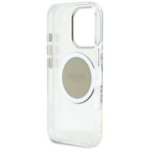 „Guess IML Metal Colored Circle Classic Logo MagSafe“ dėklas, skirtas „iPhone 16 Pro“ – pilkas