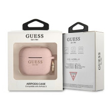 „Guess GUA3SGGEP“ „AirPods 3“ dėklas, rožinis / rožinis, blizgučiais iš silikono