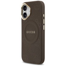 „Guess Peony Hot Stamp MagSafe“ dėklas, skirtas „iPhone 17“ – rudas