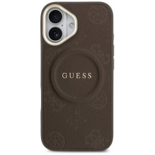 „Guess Peony Hot Stamp MagSafe“ dėklas, skirtas „iPhone 17“ – rudas