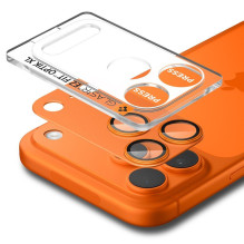 „Spigen Optic Pro XL“ kameros objektyvo stiklas, skirtas „iPhone 17 Pro Max“ – oranžinis