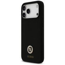 „Guess“ silikoninis „Logo Strass 4G MagSafe“ dėklas, skirtas „iPhone 17 Pro Max“ – juodas