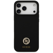„Guess“ silikoninis „Logo Strass 4G MagSafe“ dėklas, skirtas „iPhone 17 Pro Max“ – juodas