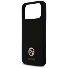 „Guess“ silikoninis „Logo Strass 4G MagSafe“ dėklas, skirtas „iPhone 17 Pro Max“ – juodas