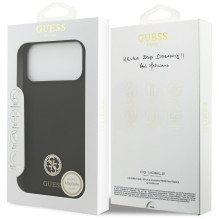 „Guess“ silikoninis „Logo Strass 4G MagSafe“ dėklas, skirtas „iPhone 17 Pro Max“ – juodas