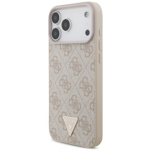 „Guess 4G Strap“ trikampio formos logotipo „MagSafe“ dėklas, skirtas „iPhone 17 Pro Max“ – rožinis