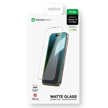 „AmazingThing“ titano matinis grūdintas stiklas, skirtas „iPhone 16 Pro Max“.