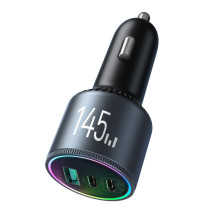 „Joyroom JR-CCN07“ 145 W automobilinis įkroviklis, 2 x USB-C, USB-A + 100 W USB-C laidas – tamsiai pilkas