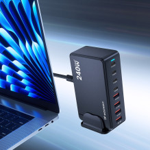 „Wozinsky“ 240 W GaN QC3 įkrovimo stotelė – juoda