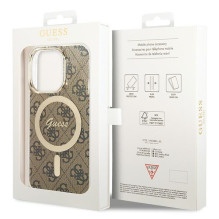 „Guess IML 4G MagSafe“ dėklas, skirtas „iPhone 15 Pro“ – rudas