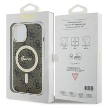 „Guess IML 4G MagSafe“ dėklas, skirtas „iPhone 15“ – rudas