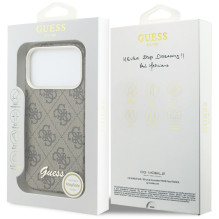 „Guess 4G Script MagSafe“ dėklas, skirtas „iPhone 17 Pro“ – rudas