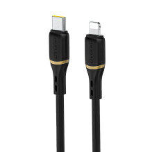 „Dudao L25X USB-C“ – „Lightning“ laidas 1 m 30 W su minkštu silikoniniu apvadu – juodas „Dudao L25X USB-C“ – „Lightning“ laidas 1 m 30 W su minkštu silikoniniu apvadu – juodas