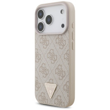 „Guess 4G Strap“ trikampio formos logotipo „MagSafe“ dėklas, skirtas „iPhone 17 Pro“ – rožinis