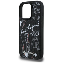 Karl Lagerfeld Grained Pattern &amp; Logo MagSafe Case for iPhone 16 Pro Max - Black