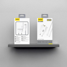 „Dudao A26TCEU PD QC“ 25 W GaN USB-A USB-C sieninis įkroviklis su USB-C laidu – baltas