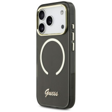 „Guess IML Script“ metalinis „MagSafe“ dėklas, skirtas „iPhone 17 Pro“ – juodas