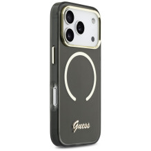 „Guess IML Script“ metalinis „MagSafe“ dėklas, skirtas „iPhone 17 Pro“ – juodas