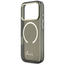 „Guess IML Script“ metalinis „MagSafe“ dėklas, skirtas „iPhone 17 Pro“ – juodas