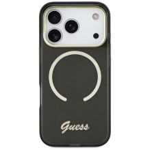 „Guess IML Script“ metalinis „MagSafe“ dėklas, skirtas „iPhone 17 Pro Max“ – juodas