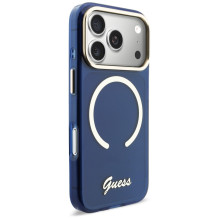 „Guess IML Script“ metalinis „MagSafe“ dėklas, skirtas „iPhone 17 Pro“ – mėlynas