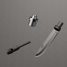 Wozinsky WSS-211 survival bushcraft shovel multifunctional knife breaker flint whistle harpoon 21 in 1 - gray