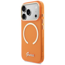 „Guess IML Script“ metalinis „MagSafe“ dėklas, skirtas „iPhone 17 Pro“ – oranžinis