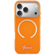 „Guess IML Script“ metalinis „MagSafe“ dėklas, skirtas „iPhone 17 Pro“ – oranžinis
