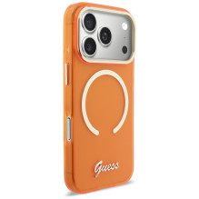„Guess IML Script“ metalinis „MagSafe“ dėklas, skirtas „iPhone 17 Pro“ – oranžinis