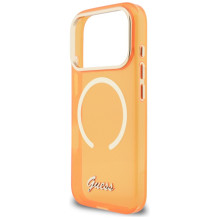 „Guess IML Script“ metalinis „MagSafe“ dėklas, skirtas „iPhone 17 Pro“ – oranžinis