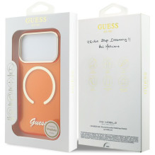„Guess IML Script“ metalinis „MagSafe“ dėklas, skirtas „iPhone 17 Pro“ – oranžinis