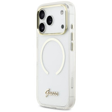 Guess IML Script Metal MagSafe Case for iPhone 17 Pro - Clear